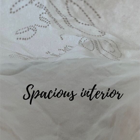 Canvas Medium Sized Bridal Tote Bag Solid White & Rhinestone Encrusted Size OS - Picture 4 of 4